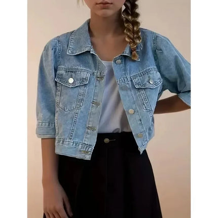 Fashion Womens Retro Denim Jacket Casual Short Denim Cardigan Coat Spring Summer Famale Jeans Jackets Outerwear