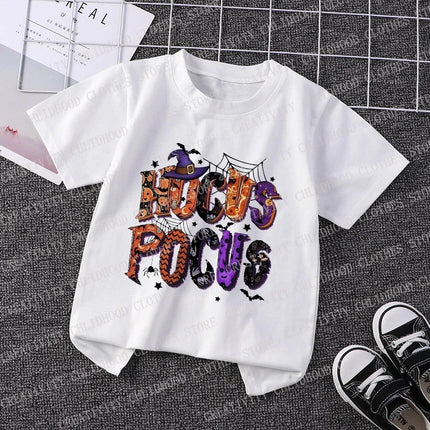 Halloween T-shirts Children Jack Skellington Pumpkin Print for Girl Boy Clothes Tee Shirt Cartoons Kid Casual Short Sleeve Tops