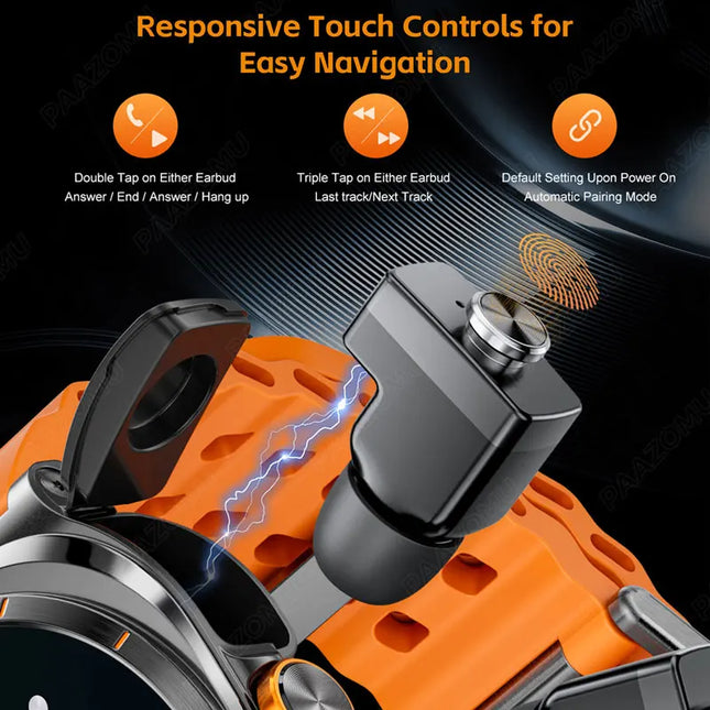 2025 New 2 in 1 Smart Watch Wireless Headset Bluetooth Call Outdoor Sport Music Smartwatch For Android iOS