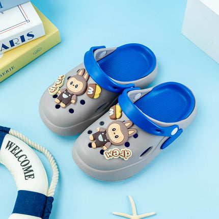 New Boys' Slippers with Cartoon Letters, Double Color Matching, Versatile Eva Clogs, Soft-Soled Non-Slip Sandals 837