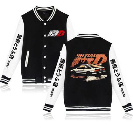 Anime Initial D Graphic Jacket Hoodies AE86 Gothic Y2k Baseball Jacket Sweatshirts Funny Mange Vintage Coats Streetwear Clothes