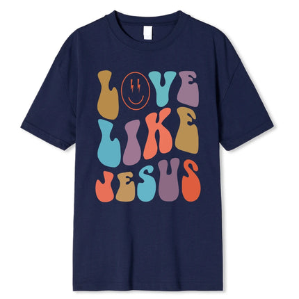 Love Like Jesus Cartoon Colorful Letter Pattern Personality Women T-Shirt Fashion Print T Shirt Casual Unisex Tshirts Clothes T