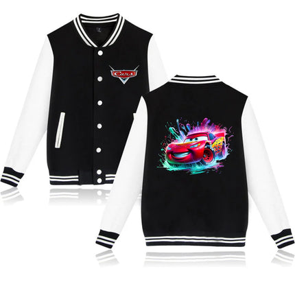 Cars Lightning McQueen Baseball College Jacket Oversized Men Clothes jacket Personality Street coats Anime Jackets Costume kid