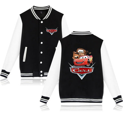 Cars Lightning McQueen Baseball College Jacket Oversized Men Clothes jacket Personality Street coats Anime Jackets Costume kid