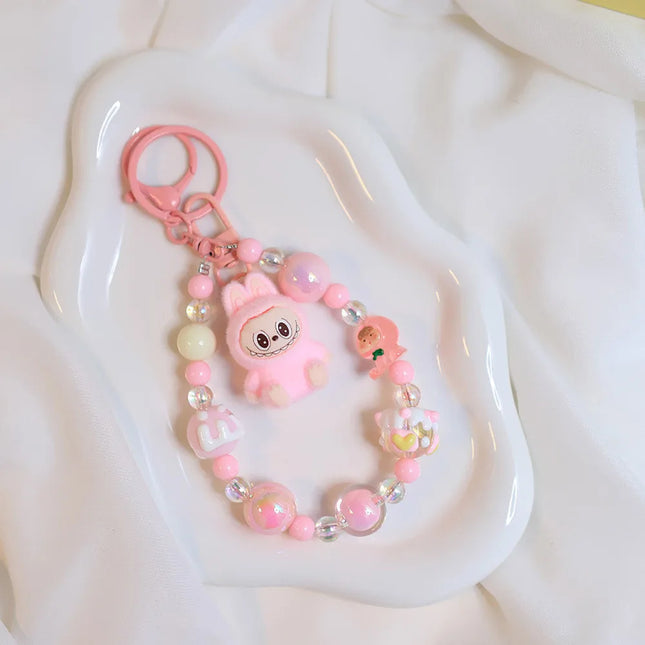 High-value Cute Cartoon Labub Doll Keychain Creative Exquisite Beaded Backpack Pendant Gift