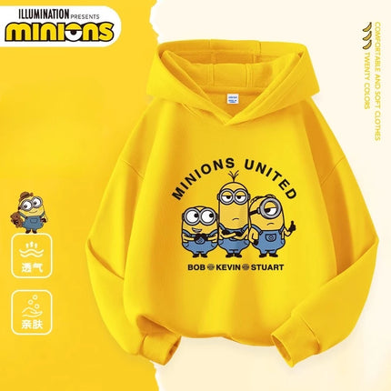 Despicable Me Cute Minions Print Boys Girls Hooded Sweatshirt Children's Fall and Winter Casual Fashion Warm Pullover Sweatshirt