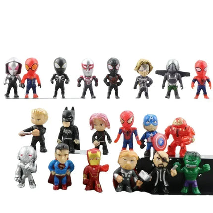 Disney 20pcs/set Marvel Avengers Hulk Thor Spider Man venom Captain Decoration action Figure Capsule Toys for kids Xmas Gift