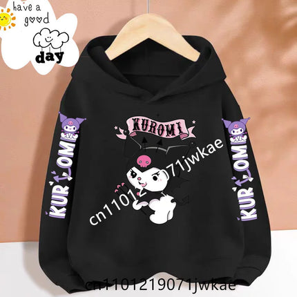 Cartoon Peripheral Pullover 3-12 Year Boys and Girls Hoodie The Spring and Autumn New Pattern Children's Kuromi Black Hoodies