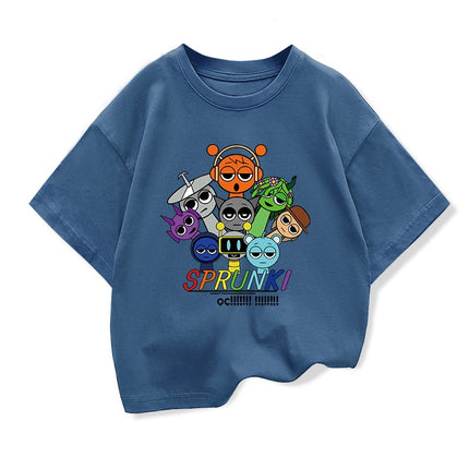 Summer Children's Short Sleeve T-Shirt  Spunki Horror Game Incredibox Tops Cartoon Clothes Tees Girls Boys Kids Cotton Clothing