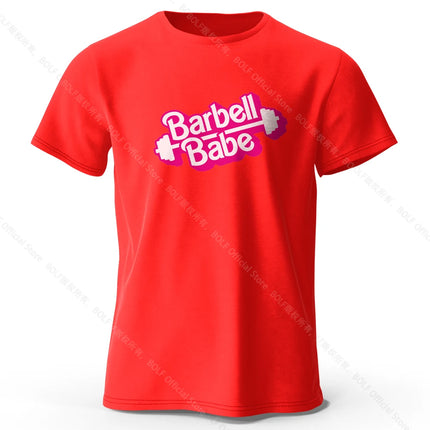 Barbell Babe Printed Women's T-Shirt 100% Cotton Oversized Graphic Tees for Women Tops