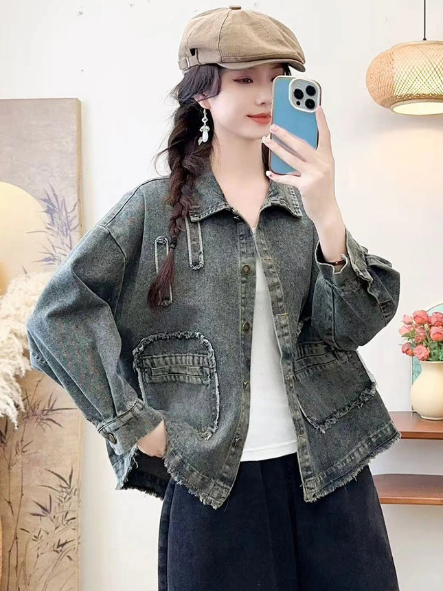 Max LuLu 2025 Spring Vintage Design Clothes Womens Fashion Denim Jackets Ladies Loose Classic Coats Casual Patchwork Outerwear