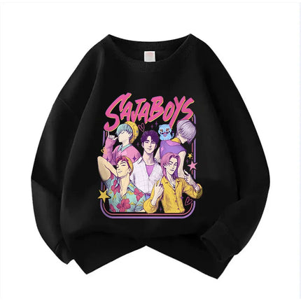 Crew Neck Kid Hoodie Movie Unisex Hoodies Manga Kids Kpop Demon Hunters Children's Sweatshirt Cute Tiger Hoody for Boys Girls