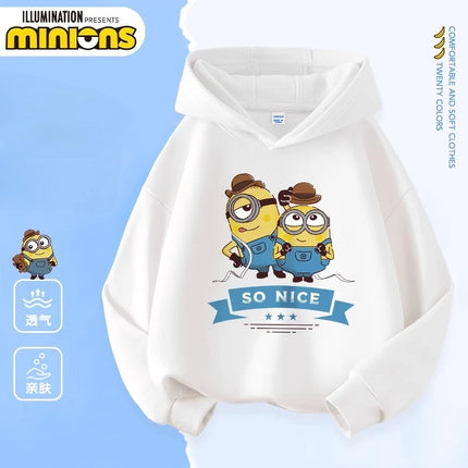 Despicable Me Cute Minions Print Boys Girls Hooded Sweatshirt Children's Fall and Winter Casual Fashion Warm Pullover Sweatshirt