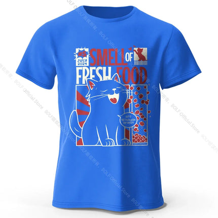 Men's Rabbit Printed T-Shirt 100% Organic Cotton Relaxed Fit Hand Painted Design Tee for Adults Quirky Fashion