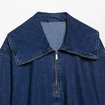 Summer Women's Suit Lace-up High-waisted Jeans Zipper Denim Jacket Top 2025 Casual Pants Set Women's Two Pieces set