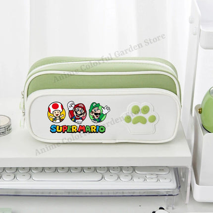 Super Mario Dog Claw Large Capacity Pencil Case Anime Cartoon Fashion Stationery Storage Bags Boys Girls Cute Pen Box Gifts