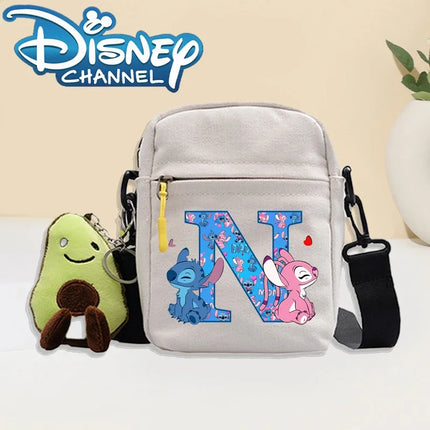 Disney Stitch Fashion Shoulder Bag for Women Men Anime Canvas Tote Bags Commuting Portable Zipper Handbag Crossbody Bag Gifts