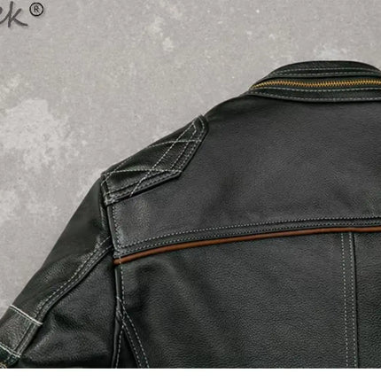 Tcyeek Genuine Leather Jacket Men Top Layer Cowhide Coats Spring Autumn Leather Coat Mens Moto & Biker Jackets Jaqueta Masculina