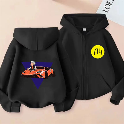 Merch A4 Children Hoodie Kids Zipper style Hoodie Boys black Girls pink 3-12 Year Sweatshirt Long sleeves leisure Anime Tops