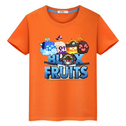 New Game Blox Fruits 100%Cotton t shirt for kids boy 10years anime Tees Short Tops pride tshirt y2k one piece kids clothes girls