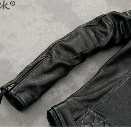 Tcyeek Genuine Leather Jacket Men Top Layer Cowhide Coats Spring Autumn Leather Coat Mens Moto & Biker Jackets Jaqueta Masculina