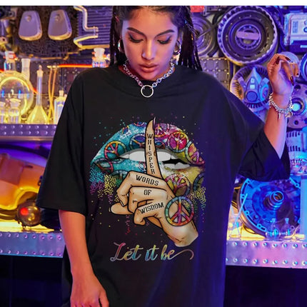 Summer Women's Loose Fitting Short Sleeved T-Shirt Hip Hop Harajuku Tshirts Ladies Casual O-Neck Tops T Shirt Streetwear Tees