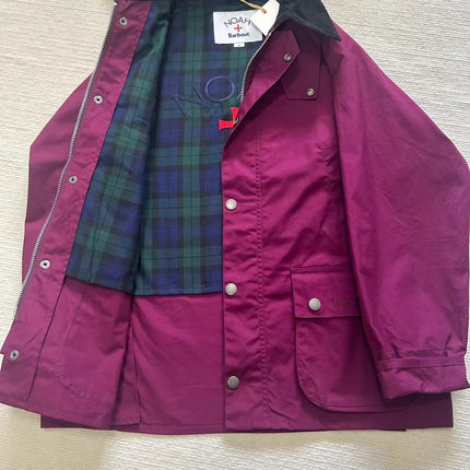 B@r Noah collaboration Bedale style burgundy wax-free jacket