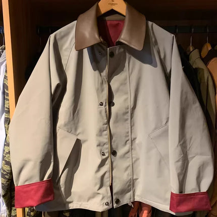 B@r ADAM ET ROPE Windproof And Waterproof Reversible Unwaxed Leather Collar Jacket Unisex