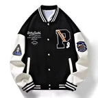 L / P-shaped baseball jacket Black