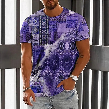 Summer Fashion National Characteristic Clothing Printed Men's And Women's Casual Round Neck Short Sleeve Hip Hop Street T-shirt