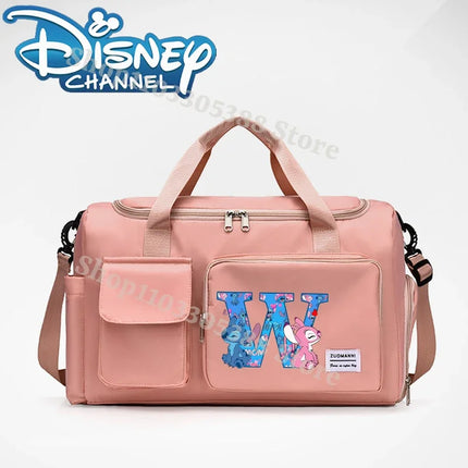 Disney Stitch High-capacity Traveling Bag with Shoes Box Anime Fashion Portable Luggage Bags Men Women Fitness Yoga Handbag Gift