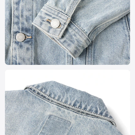 SIMWOOD 2025 Spring New Oversize 12.5oz Classical Denim Jackets Men Washed Vintage Casual Jacket