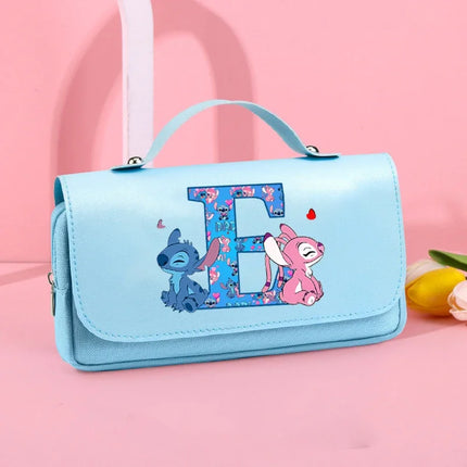 Disney Stitch High-capacity Pencil Case Students Letter A-Z Printed Pen Bags Boys Girls Stationery Storage Box School Supplies