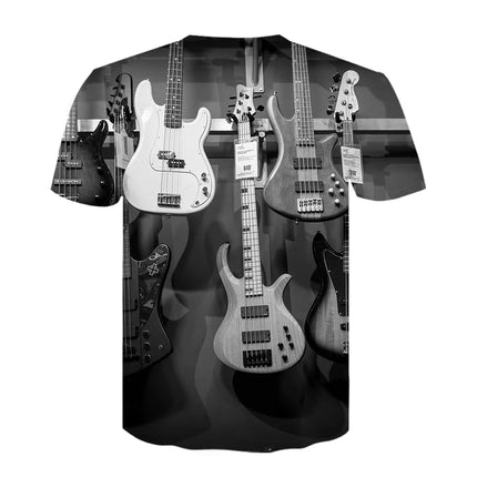 2021 New Men 3d Guitar Printed Fashion Hot Short Sleeves T Shirt Daily Short Sleeve Tee Tshirt Female Psychedelic Clothes