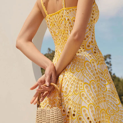 Square Collar Sleeveless High Waist Solid Camisole Dress Female Fashion