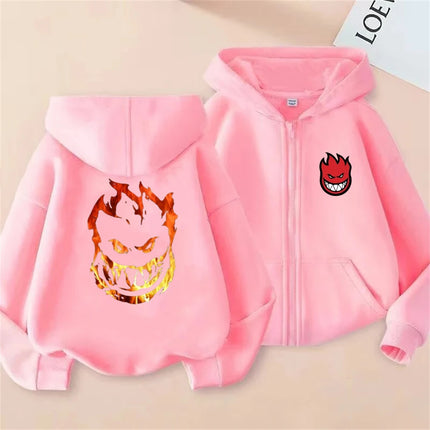 Boys Zipper style Hoodie Children Sweatshirt Suitable age 3-12 Girls coat Ripper Spitfire Zombie Wheels Children Clothing tops