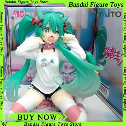 TAITO Original Vocaloid Hatsune Miku Cat Ear Design Pvc Action Figure Anime Peripheral Collectable Model Decorative Ornamen Toy