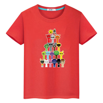 Sprunki print 100%Cotton Cute Tees anime Short y2k one piece Sprunki  t shirt for kids boy 10year Tops pride tshirt girl clothes