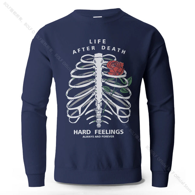 Men's Live After Death Dark Printed Pure Cotton Sweatshirts Oversized Classic Graphic Pullovers for Men Women Tops