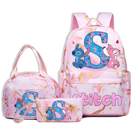 3pcs Disney Stitch Backpack Pencil Case Lunch Bag Set Students Fashion Schoolbag Pen Bag Bento Pouch Suit Anime School Supplies