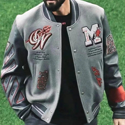 Fashion Embroidered Varsity Jacket Men Streetwear Bomber Jacket Baseball Coat Streetwear Men Clothing Oversized Coats