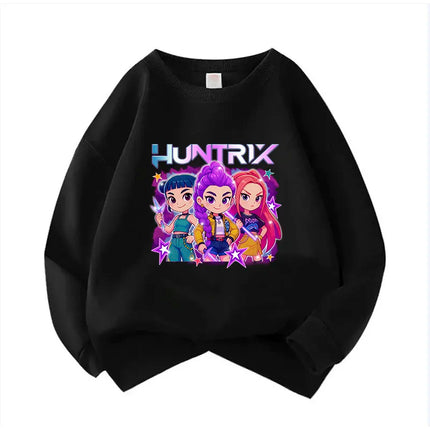 Crew Neck Kid Hoodie Movie Unisex Hoodies Manga Kids Kpop Demon Hunters Children's Sweatshirt Cute Tiger Hoody for Boys Girls