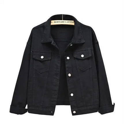 Pure Color Women's Denim Jacket Single-breasted Lapel Coat Fashion Casual Tops Green Black Red Blue Outerwear Female Overcoat
