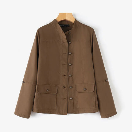 Stylish Spring Jackets Women Vintage OL Coats ZANZA Casual Long Sleeve O-Neck Outwear Solid Buttons Down Coat Female Tops 2024