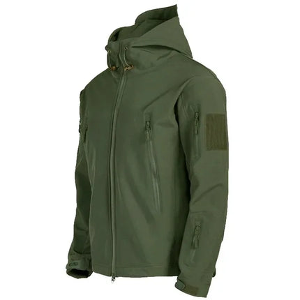 Men's Hooded Casual Military Outdoor Utility Jacket Fashion Sharkskin Soft-Shell Tactical Waterproof Combat Bomber Jacket