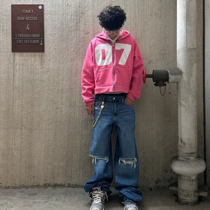 Y2k zipper cardigan fashion 07even hoodies women and men street casual sweatpants set sweatshirts tracksuit men clothing