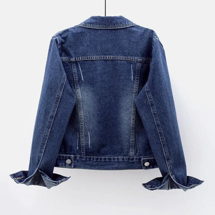 2025 Spring Women’s Denim Jacket Long Sleeve Overcoat Loose Denim Coat Button Outwear Jeans Jackets