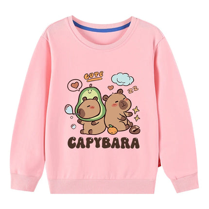 Cute Capibara Cotton Sweatshirt For Boys And Girls Children's Funny Hoodies For Autumn Kids Long Tshirt Outdoor Sports Sweater