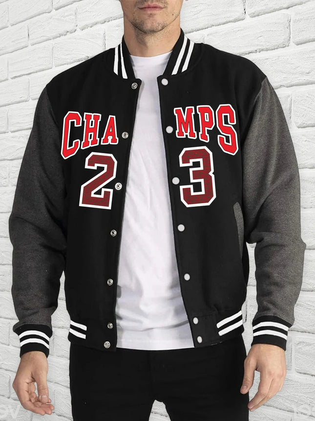 Simplified Letters CHA MPS Baseball Uniform Man Lucky Number 23 Hooded fur-liner Fleece Men American Jacket Spring Autumn Tops