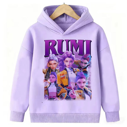 KPop Demon Hunters Hoodies Teenage Girls Boys Rumi KPop Demon Hunters Hoody Autumn Casual Long Sleeve Children Clothing